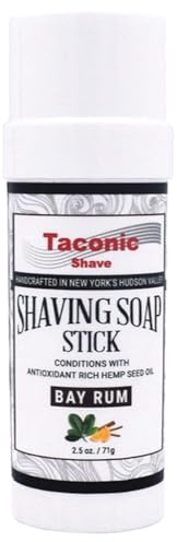 Taconic Shave Bay Rum Rasierseife-Stick mit Antioxidans-reichem Hanfsamenöl 2,5 Oz./71G
