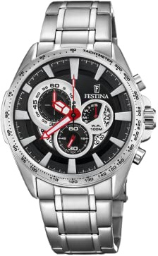 Festina Herrenuhr Edelstahl 316L Silber - Chronograph Quarz, Datum, Mineralglas - Wasserdicht 10 ATM - F6864/5 Special Prices