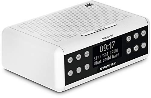 Nordmende Transita 115 – Digital-Radiowecker (DAB+/UKW Uhrenradio mit doppeltem Alarm, Sleep Timer, Snooze-Funktion, dimmbares OLED-Display mit Uhrzeit- und Infoanzeige, 3 Watt) weiß