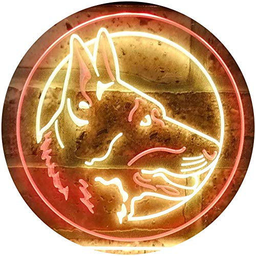 ADVPRO German Shepherd Dog Illuminated Dual Color LED Barlicht Neonlicht Lichtwerbung Neon Sign Rot & Gelb 600 x 400mm st6s64-i0668-ry