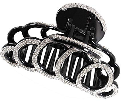 SOLUSTRE Large Rhinestone Hair Claw Clip for Women Durable Jaw Clamp Hair Accessory Sparkly Diamond Clamps for Styling and Daily Use