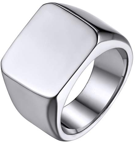 GoldChic Anillo Grande Hip Hop Biker Anillo Sello Acero Hombre Tamaño 27.25 Circunferencia 67.2mm