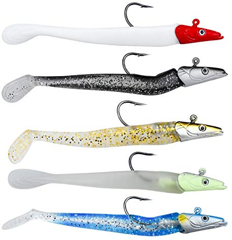 TDDL 5 Stück Gummifisch Set Angel-Köder Wobbler Kunstköder Gummifische Set zum Raubfisch Angeln Angelköder zum Zanderangeln Raubfischangeln