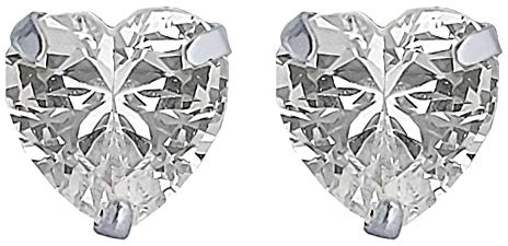ENTREPLATA Örhängen 925 Sterling Silver Kvinnor Flickor Brud Alla hjärtans dag Gåva Alla hjärtans dag Glänsande Zirkon Hjärta 7 mm.