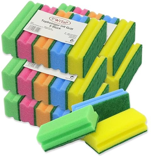25 Stück Witap Putzschwamm Scheuerschwamm 150x70x43mm Spülschwamm Küchenschwamm Reinigung Topfschwamm (5 x 5er Pack) bunt