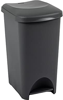 Addis Eco Made from 100 Percent Plastic Family Kitchen Pedal Bin, 519001ADF, Recycled Dark Grey, 40 Litre