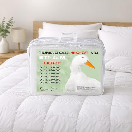 Dunjacka Gås Stream Sommar Lätt 150 GR. 80% Fjäder Gås 20% dunjacka Gås (1 Square och en halv CM. 200X200, Vit)