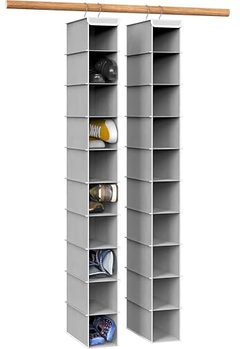 Simple Houseware 2 Pack 10 Shelves Hanging Organizer, Gray