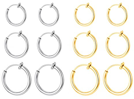 JZK 12pz 11mm 13mm 15mm piccolo falso cerchio orecchino non forati anello naso non piercing setto naso clip-on, falso cerchio piercing elica, anello cartilagine