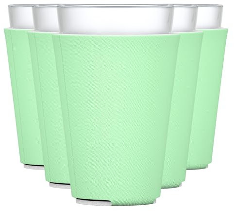 TahoeBay Blank Pint Glass Sleeves (6-Pack) 16 Ounce Insulating Foam Collapsible Beer Drinking Cup Holder (Mint)