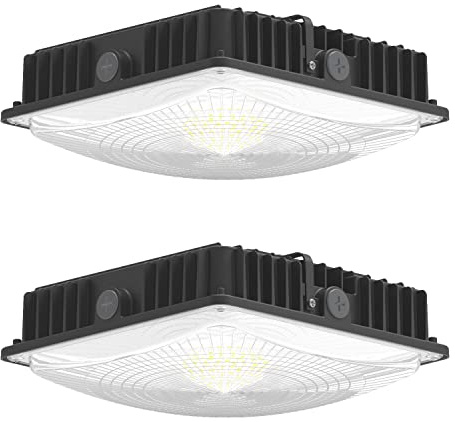 Deojoy LED Canopy Light Fixture,45W 5850lm HID/HPS Replacement, 9.5 x 9.5, 5700K, AC100-277V, IP65 Waterproof,Canopy Lights Outdoor for Gas Station,Warehouse, Shop (45W-2Pack)