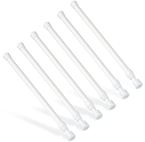 6 Stück Teleskopstange, Goowin 25-40cm Spannstange ohne bohren, rostfreie Feder, verstellbare Spannstange für Schrank, Küche, Schrank, Kleiderschrank, Bücherregal (weiß)