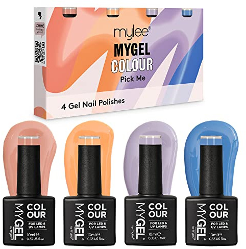 MyGel von MYLEE Pick Me Gel-Nagellack Set 4x10ml UV/LED Nail Art Maniküre Pediküre für den Professionellen Einsatz im Wohnzimmer und zu Hause - Langlebig und Einfach Anzuwenden