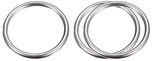 sourcing map 3 Stück Metall O Ringe 60x5mm Schnalle Geschweißte O Ringe | für Befestigung Schrauben Haken Campinggurte Hundeleinen Taschen Paracord Zubehör