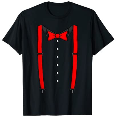 Rote Fliege Hosenträger Kummerbund Smoking Fliege T-Shirt