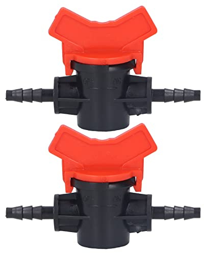 2 Pcs Drip Irrigation Shut Off Valve Barbed Shut-Off Valve Universal for Vegetable Garden, Plantation and Back Garden Drip Irrigation Pipe Connection(2#)(4MM)