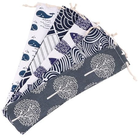 Straw Carrying Case - 5 Packs Pouch , Reusable Straws Cloth Bag for Straight Drinking Straws , Spoon, Chopsticks - Straws Organizer