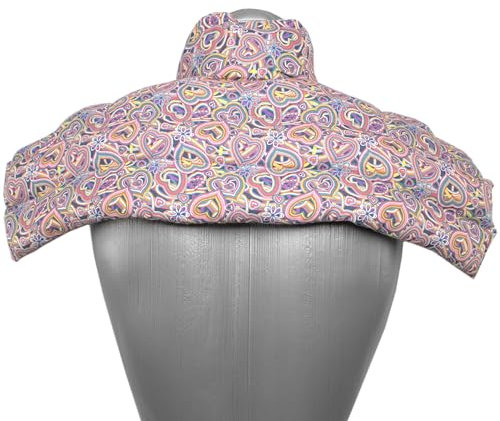 Cervical Heat Cushion for Neck, Shoulders and Back - Thermal Cushion with Cherry Stones - Psychedelic Heart - Organic Cotton