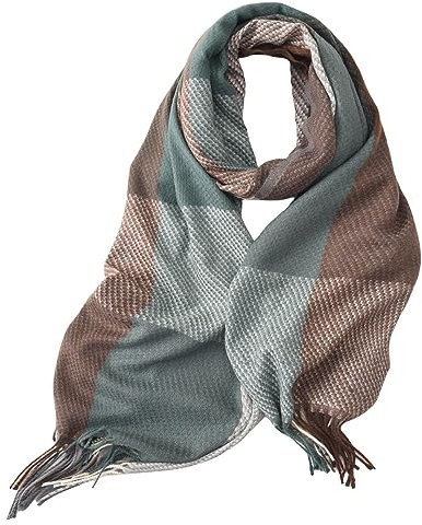 spirgear Schal Damen Winter Kariert Winterschal Weicher Warmer Damenschal Mit Quasten 200 x 65 cm, Grün Braun
