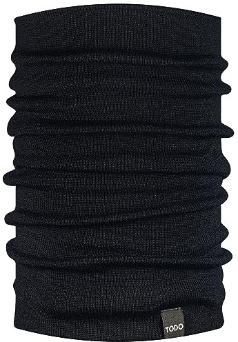 TODO Calda sciarpa per l'inverno, 100% MERINO. Scaldacollo in lana naturale, comoda e traspirante per donna e uomo - Nero