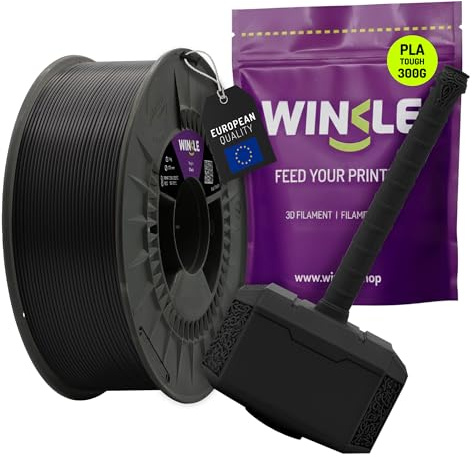 WINKLE PLA Tough Filament 1.75mm Schwarz 300g, 3D Drucker Filament | Filament Kompatibel mit FDM Druckern, 3D-Druckmaterialien, Maßgenauigkeit +/- 0.05mm, Bioabbaubar Hohe Zähigkeit und Härte