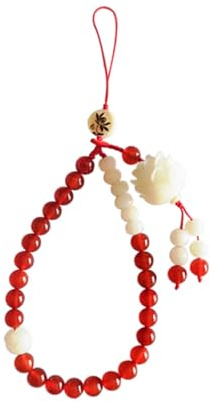 Uonlytech Chaîne de Téléphone Portable comme Présent Élégant en Agate Rouge Vintage, Porte Téléphone Sécurisé et Solide, Accessoire pour Femmes