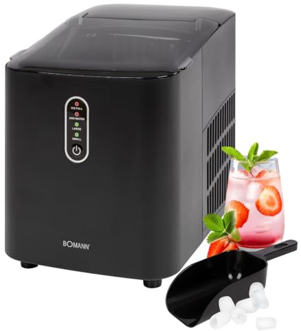 Bomann® EWB 6068 CB Machine à glaçons à production rapide – Glaçons en 10 minutes – Jusqu'à 10 kg de glace en 24 heures – Machine à glaçons avec 2 tailles de glaçons et réservoir d'eau de 1,1 l Noir