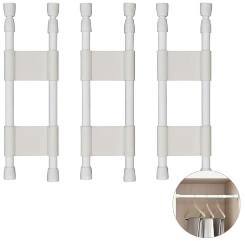 DALAETUS 3 Pcs Double Refrigerator Bars Set, Adjustable Rv Fridge Bars, Fridge Accessories for Holding Food Drinks, Tension Rods for Refrigerator, Closet, Shoe Rack (White)