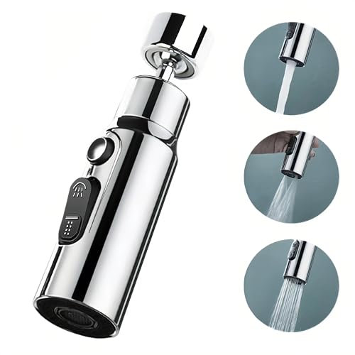 Kitchen Tap Swivel Spray Head, 360° Swivel Spout Sink Tap Attachment, Adapter for Tap Faucet, Kitchen Accessories, Water Tap Aerator, Replacement Extension Sprayer 3 Functions
