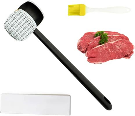 VIVIIHOO Ablandador de carne de acero inoxidable de doble cara, martillo de carne, apto para lavavajillas, para carne, pollo, cerdo, martillo de ablandamiento con mango antideslizante,YML-QXW0150