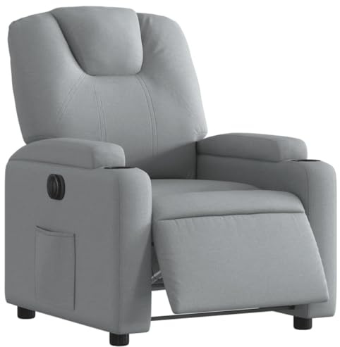 vidaXL Elektrisk reclinerfåtölj ljusgrå tyg