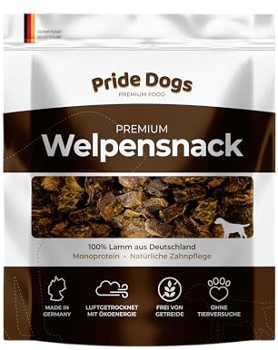 PrideDogs Welpenhappen - Der Premium Kausnack für Ihren Welpen - 100% Lamm Deutscher Herstellung - im geruchsneutralen Beutel - Kauartikel Hund