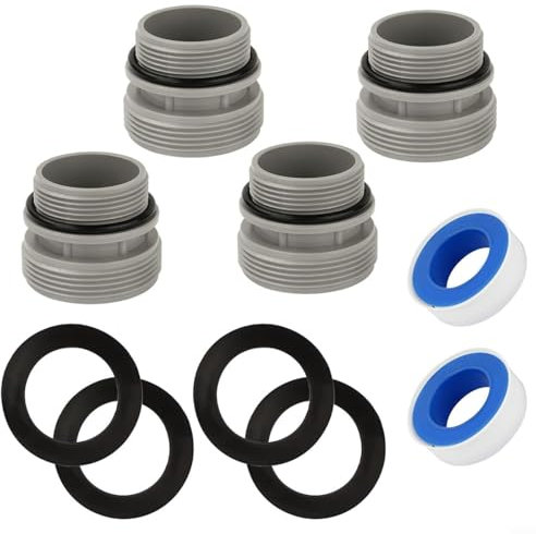 URPIZY 4560 40 mm Poolschlauch auf 1-1/2 Zoll Einlassauslass-Adapter, Umbausatz, Pool-Filterpumpen-Schlauchadapter für Intex-Pools (4 x Adapter + 2 x Riemen)