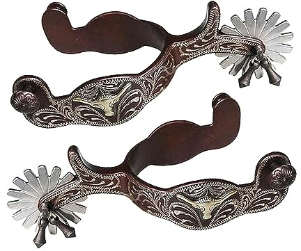 RuanHongYi 1 Paar Pferdesporen aus Edelstahl, Western-Cowboy-Sporen mit Zahnradsporen, Reitzubehör (braun)