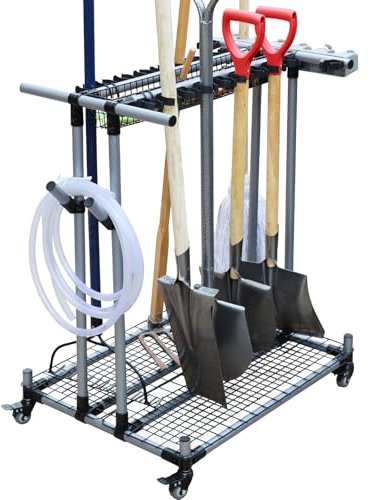 QTJH Rangement Outils Jardin avec Stockage Classifié pour Chariot de Matériel Agricole Lourd Roulettes Silencieuses avec Frein