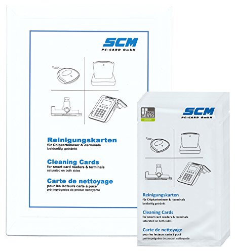 SCM PC-Card GmbH SCR Card Cleaning Kit 20er Pack - Reinigungskarten für Kartenleser/Chipdrive Leser/Identiv/EC Terminal/Tankautomaten | für alle Chip Kartenleser zur Reinigung geeignet / für Chipdrive