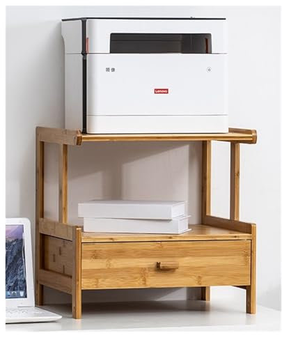 FENGJISUN DruckerstäNder Druckertisch 2-Schicht Drucker Stehen Büro Desktop Kopierer Kleine Drucker Lagerung Rack Mit Schublade Druckerschrank(Natural)