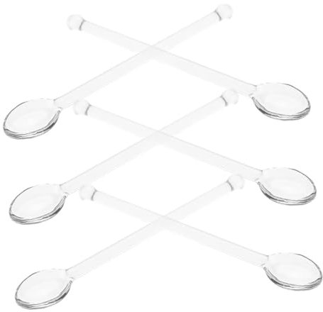 JECOMPRIS 6stücke Glasrührstäbchen Für Tee Und Kaffee Klare Teelöffel Aus Glas Kleine Dessertlöffel Cocktailrührlöffel Getränkerührlöffel Glaslöffel Für Milch Und Zucker Espressolöffel
