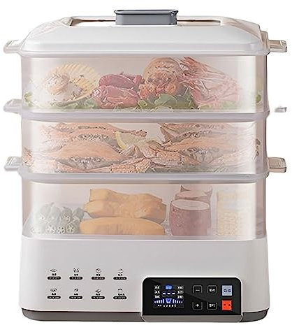 Pentola elettrica per stufato a 3 strati, pentola multifunzione per uso domestico da 800 W con 6 pentole in ceramica, utensili da cucina professionali con isolamento intelligente per la programmazio