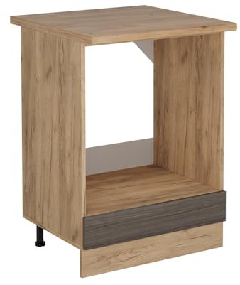 Vicco Herdumbauschrank R-Line, Herdschrank, Edelgrau, 60 cm, AP Eiche