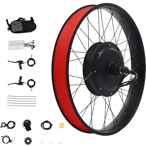 SanBouSi Fat-Bike - Kit de conversion pour vélo électrique - 26 - Moteur arrière sans balais - Frein à disque avec écran LCD et bouton rotatif au pouce - 48 V - 1000 W
