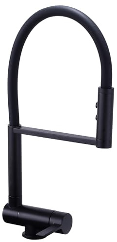 Grifo Cocina Abatible Negro Grifo Cocina Fregadero Extraible Flexible Plegable 180° y Caño Giratorio 360° Griferia Cocina Laton