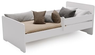 KOBI Lit d'enfant Max 70x140 Rail, Cadre, Blanc, Classique, pour Chambre d'enfant, Fille, garçon, Set Complet pour Chambre d'enfant