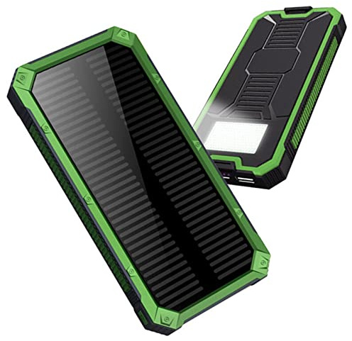 Power Bank, 20000 mAh, caricabatterie solare impermeabile Power Bank con luce da campeggio, batteria esterna, attività all'aperto, verde