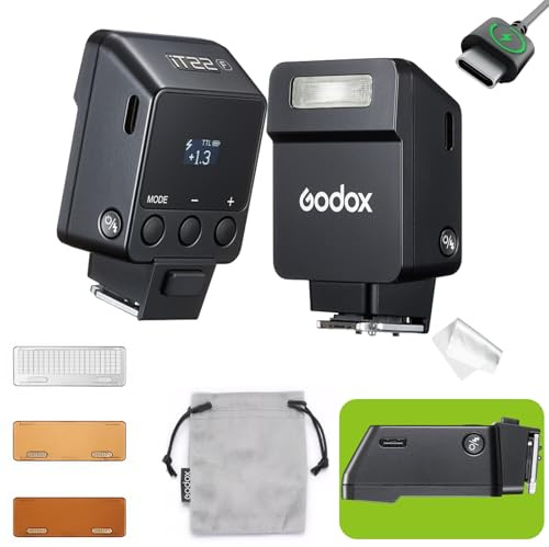 GODOX IT22 F Flash för Fujifilm, IT22F TTL autoblixt, kompatibel med Fujifilm X100VI GFX100RF XS20, XS10, XT30 II XT5, XM5, GFX50S, GFX50R, X-T4, X-T3 X-E4