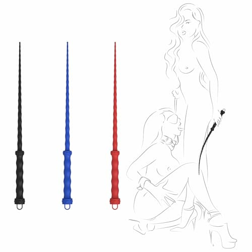 Jomyu 57cm BDSM Silikon Training Peitsche Gerte Reitgerte mit Hängenden Ring SM Bondage Flogger Erwachsene Erotisch Flirtenpeitsche Peitsche Adults Sex Spanking Extrem Sexspielzeug (Blau)