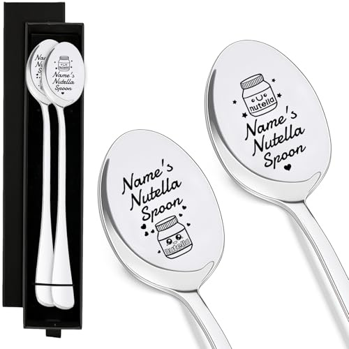 2 stück nutella löffel, nutella geschenkelöffel, dessertlöffel, Silber Gravur Löffel, Hochzeit geschenk, Geeignet Für Jubiläume, Valentinstage Oder Als Geschenk(Löffel Nicht Akzeptiert Maßanfertigung)
