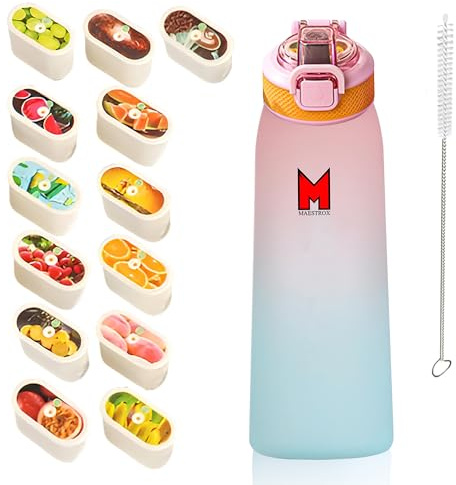 Maestrox Borraccia sportiva in Tritan con cannuccia, 700 ml, a prova di perdite, con spazzola per la pulizia della cannuccia, per adulti, ideale per palestra, ufficio, coperchio ribaltabile e