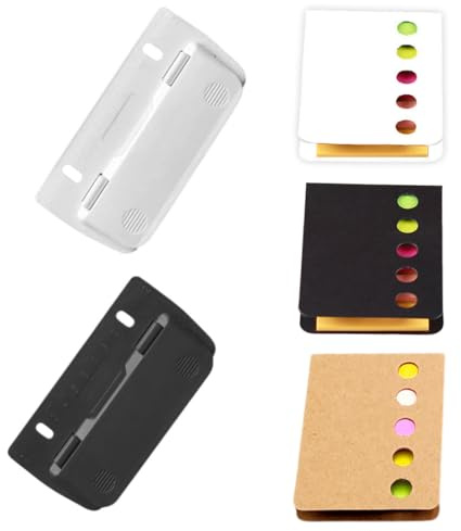 THQAE 2 Stück Taschenlocher mit 3 Stück Haftnotizen, taschenlocher, locher klein, locher für ordner, Mini-Taschenlocher für Etikettenbindung, Aktenlocher, Locher für Schule, Büro und Zuhause