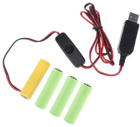 Cavo eliminatori batterie fittizie AA LR6 da 6 V con interruttori Sostituisce batterie da 4 da 1, 5 V per USB fittizio con luce a LED